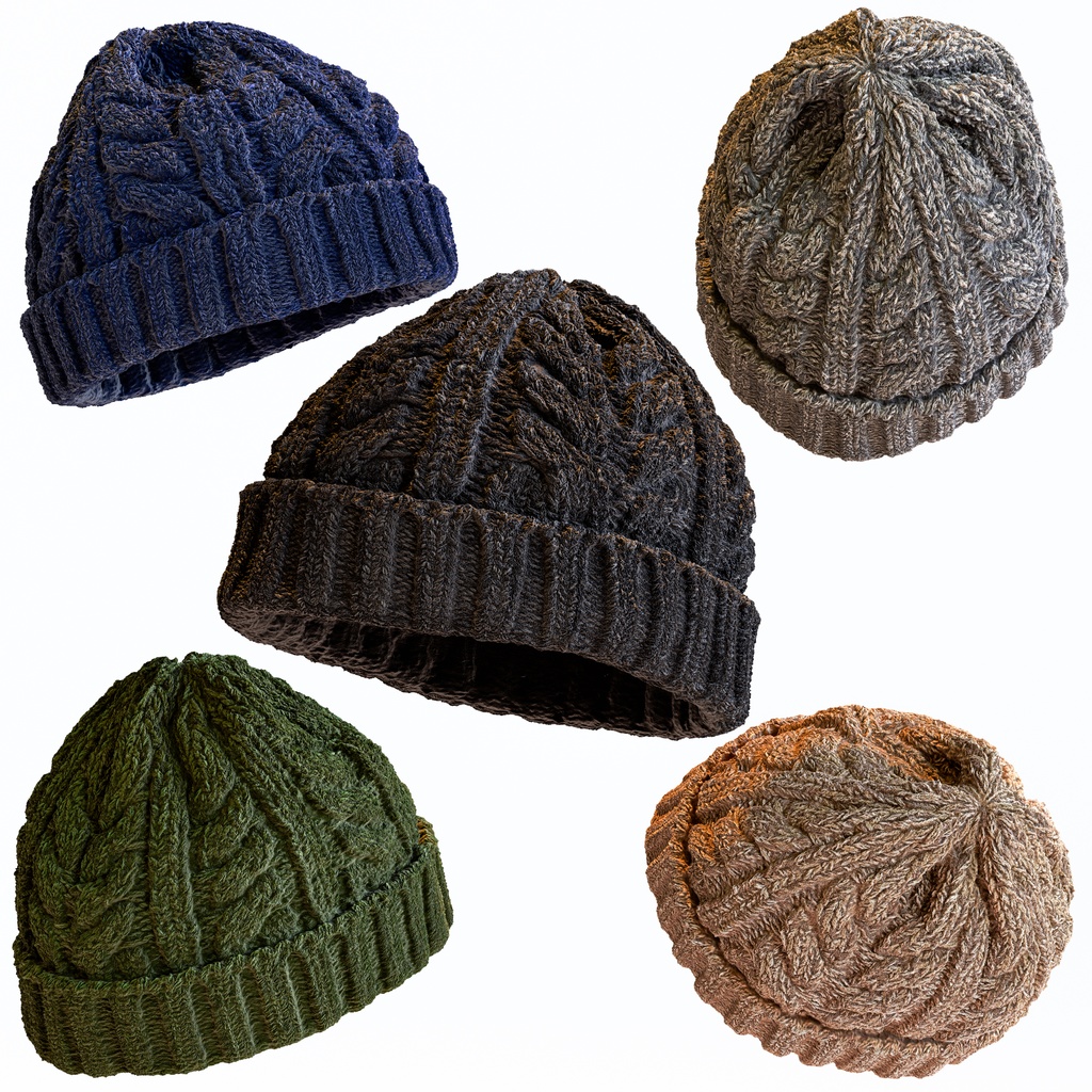 ニット帽 - ケーブルニットキャップ 【3Dモデル】