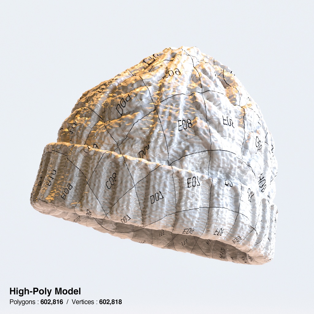 ニット帽 - ケーブルニットキャップ 【3Dモデル】