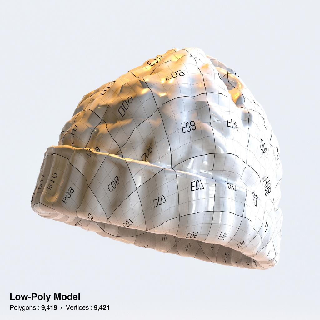 ニット帽 - ケーブルニットキャップ 【3Dモデル】