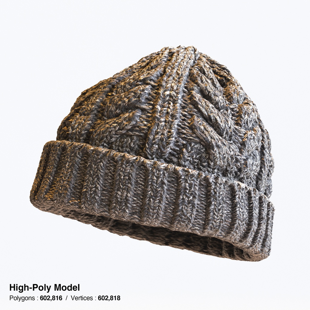 ニット帽 - ケーブルニットキャップ 【3Dモデル】