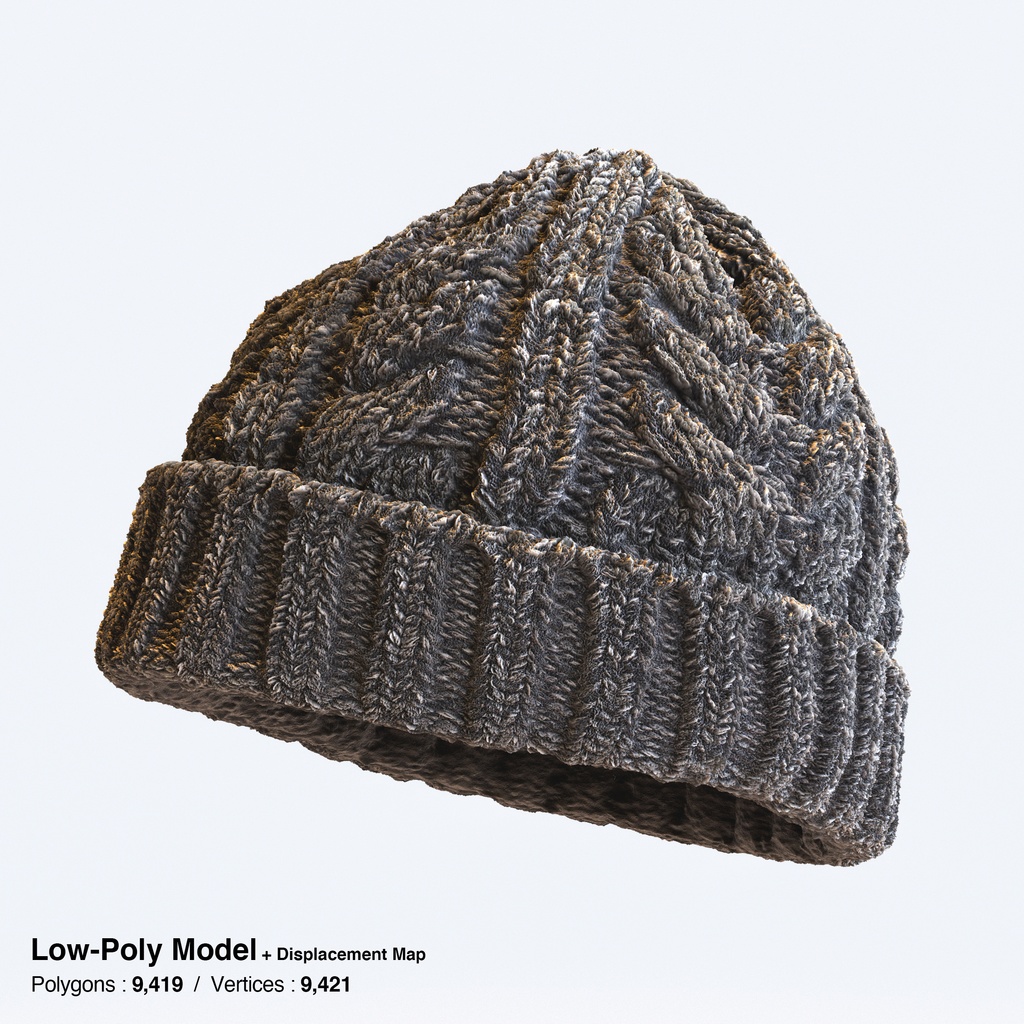 ニット帽 - ケーブルニットキャップ 【3Dモデル】