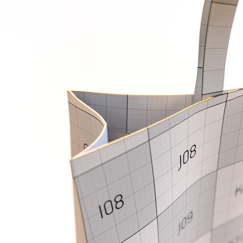 手さげ紙袋 - ペーパーバッグ 【3Dモデル】