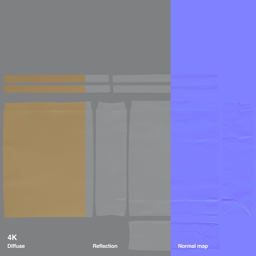 手さげ紙袋 - ペーパーバッグ 【3Dモデル】