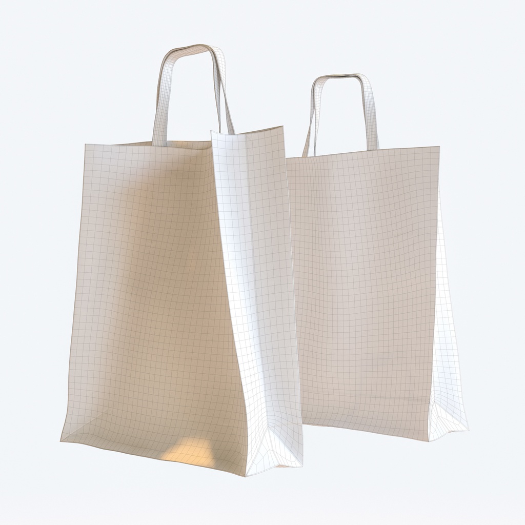 手さげ紙袋 - ペーパーバッグ 【3Dモデル】