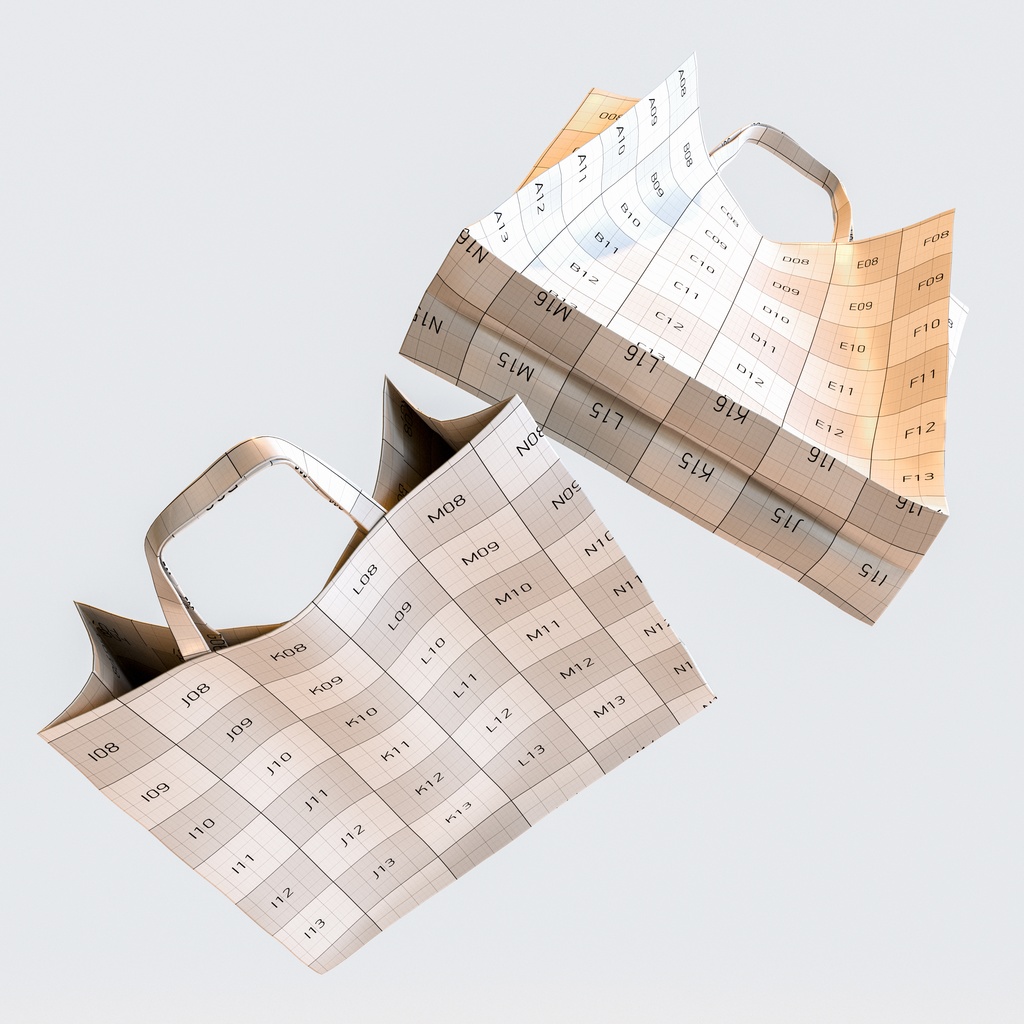 手さげ紙袋 - ペーパーバッグ 【3Dモデル】