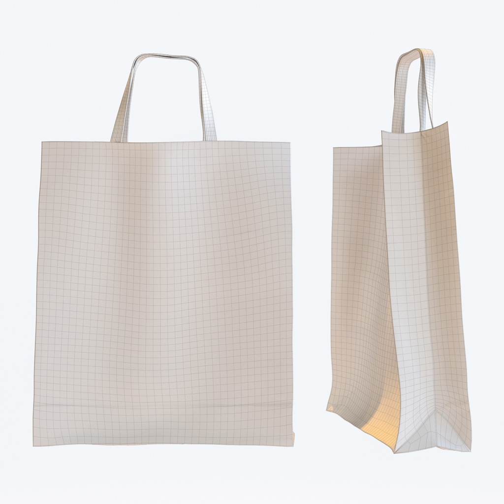 手さげ紙袋 - ペーパーバッグ 【3Dモデル】