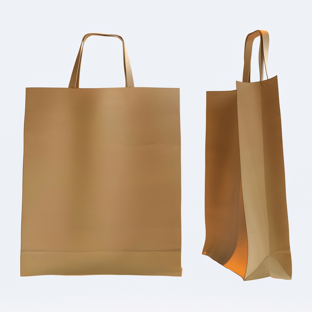 手さげ紙袋 - ペーパーバッグ 【3Dモデル】