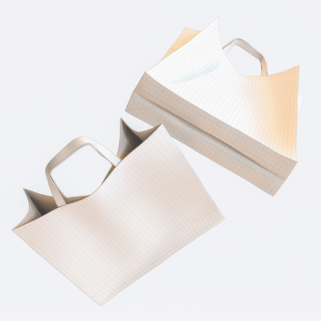 手さげ紙袋 - ペーパーバッグ 【3Dモデル】