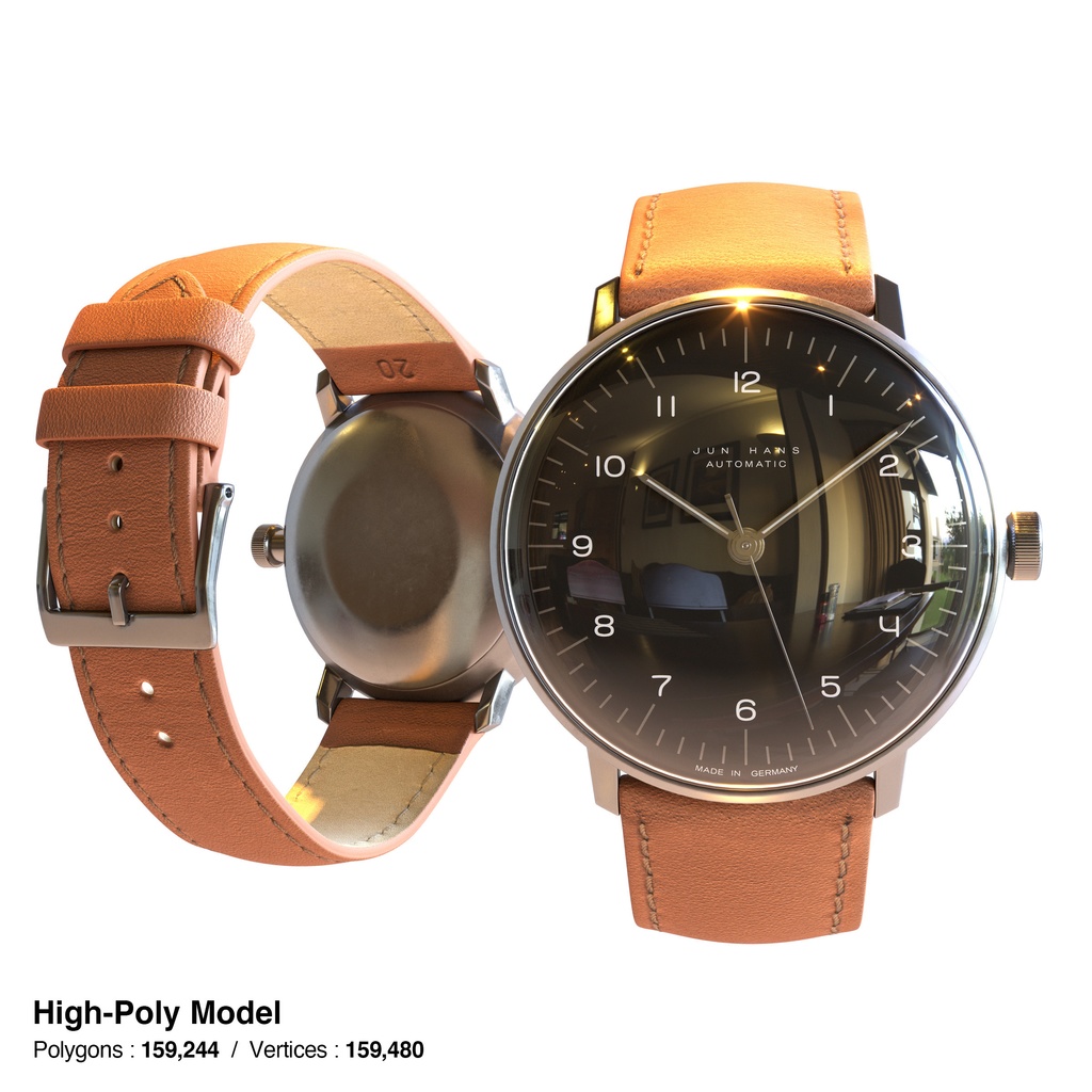 腕時計4 オートマティック - ホワイト x ステンレスケース【3Dモデル】