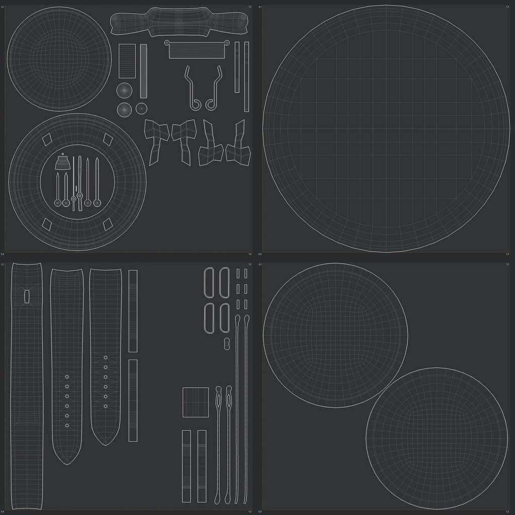 腕時計4 オートマティック - ホワイト x ステンレスケース【3Dモデル】