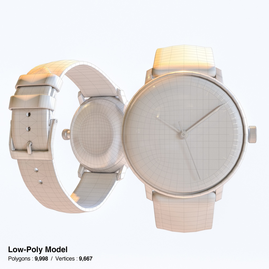 腕時計4 オートマティック - ホワイト x ステンレスケース【3Dモデル】