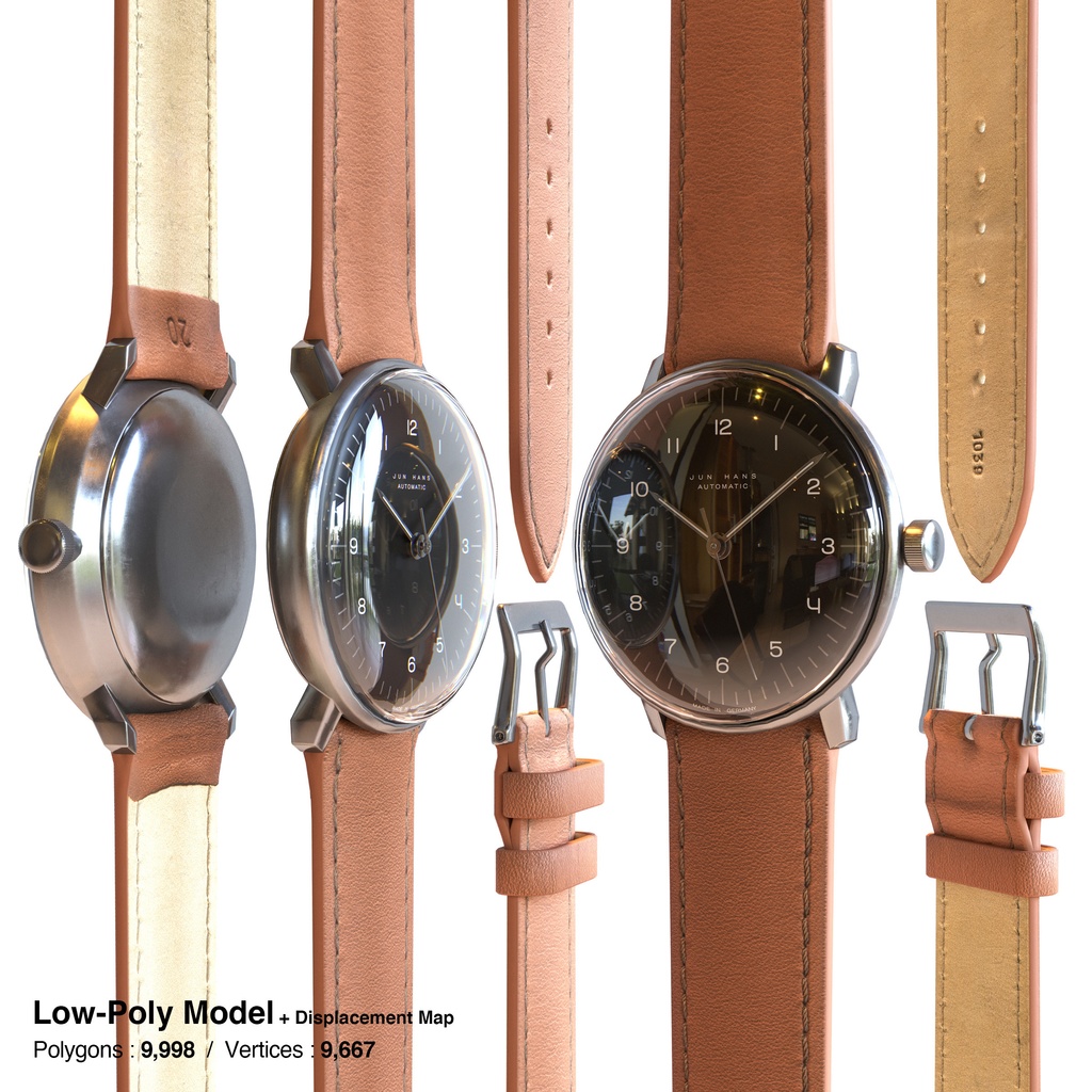 腕時計4 オートマティック - ホワイト x ステンレスケース【3Dモデル】