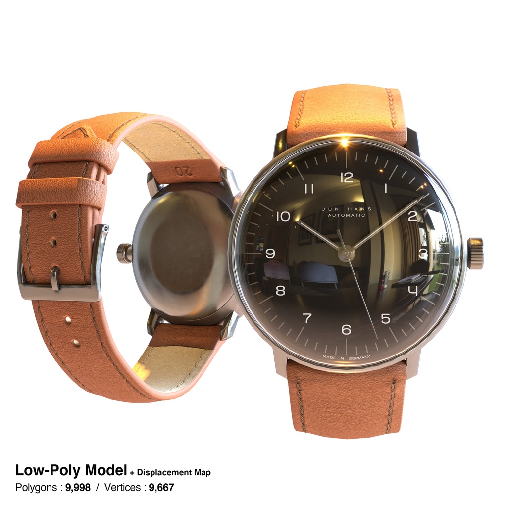 腕時計4 オートマティック - ホワイト x ステンレスケース【3Dモデル】