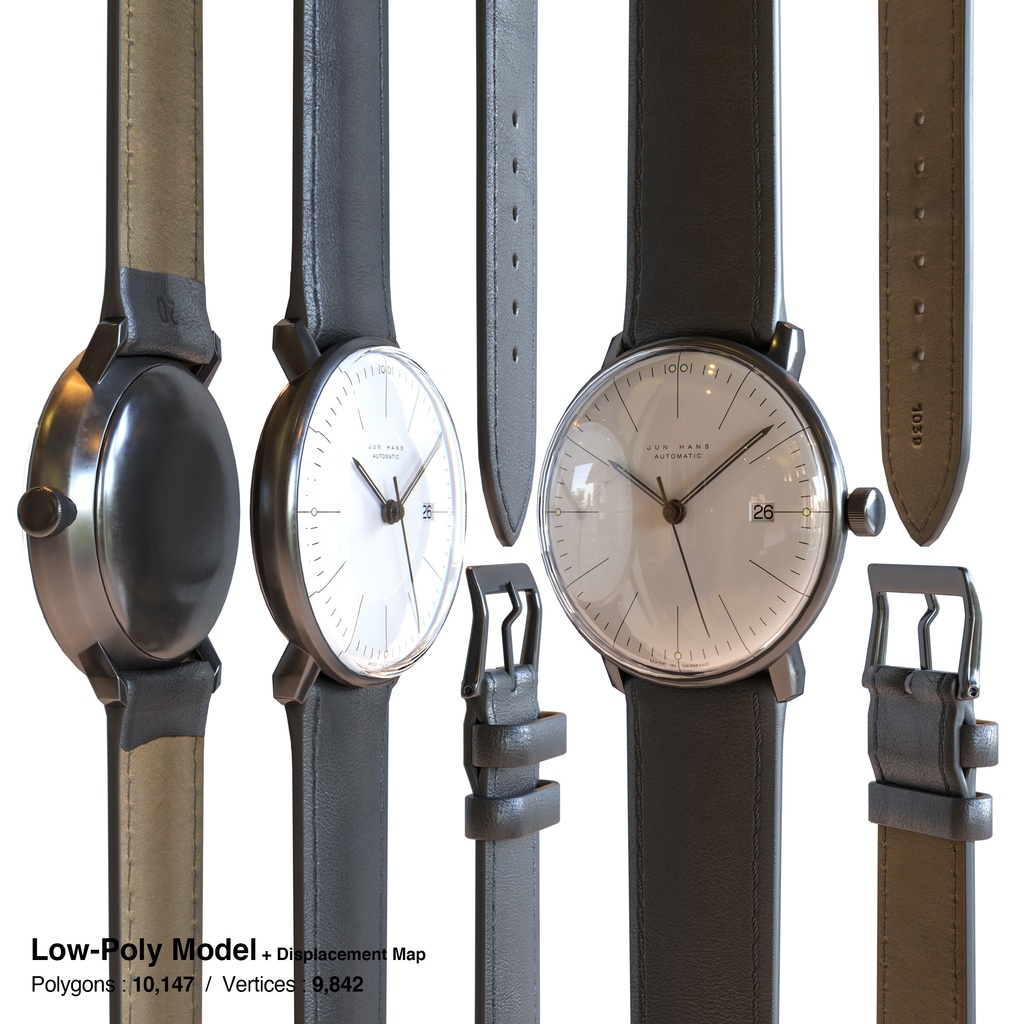 腕時計3 オートマティック - ホワイト x ブラックケース【3Dモデル】