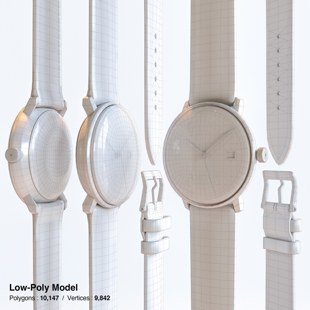腕時計3 オートマティック - ホワイト x ブラックケース【3Dモデル】