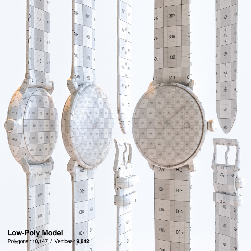 腕時計3 オートマティック - ホワイト x ブラックケース【3Dモデル】