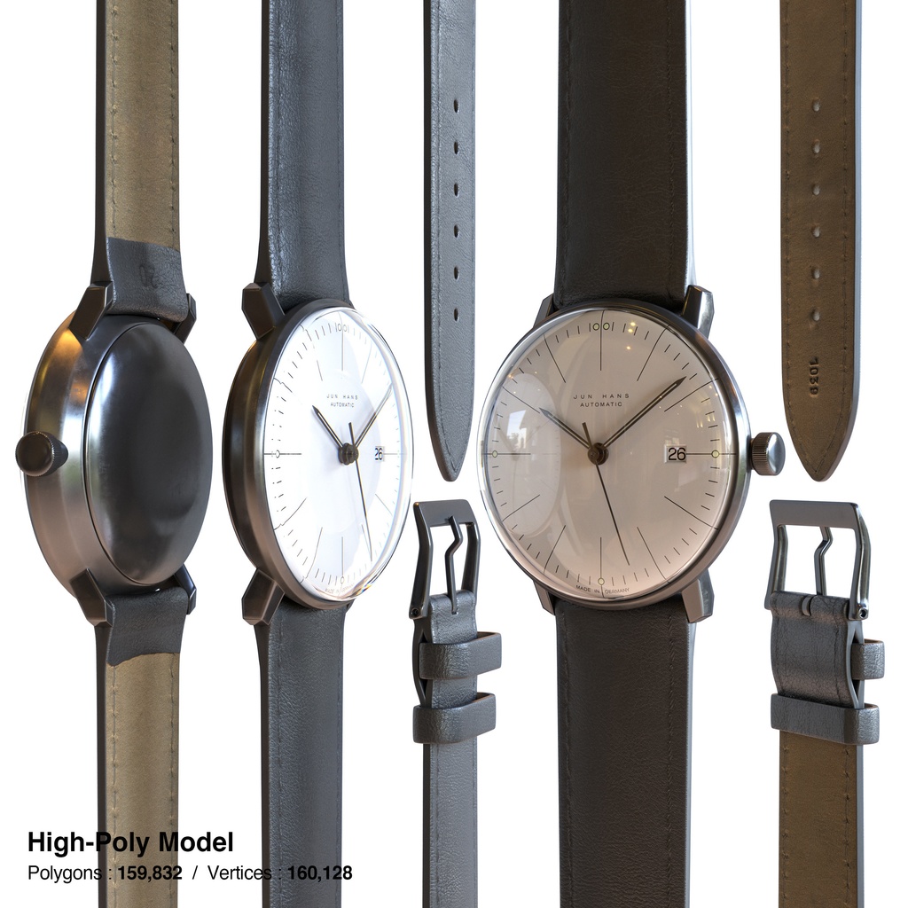 腕時計3 オートマティック - ホワイト x ブラックケース【3Dモデル】