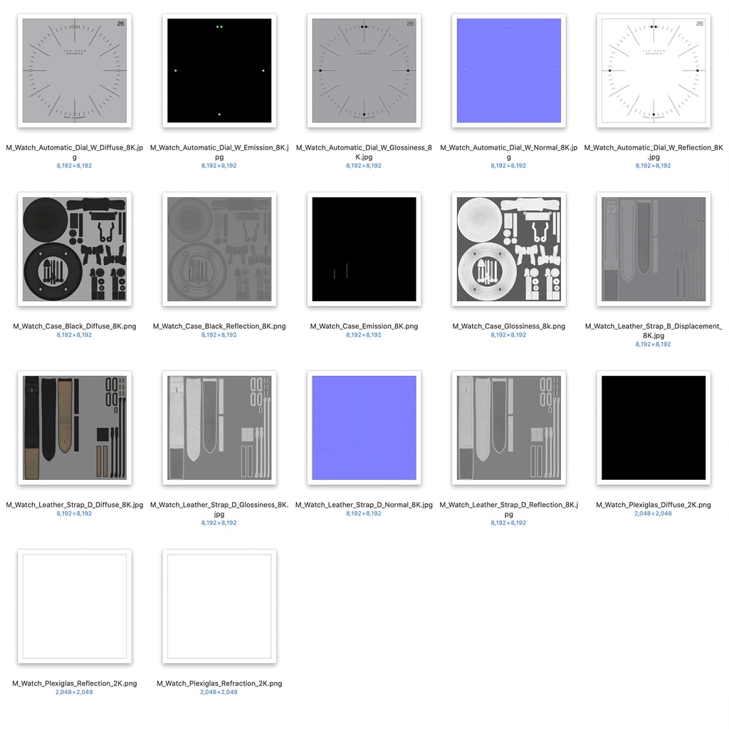 腕時計3 オートマティック - ホワイト x ブラックケース【3Dモデル】