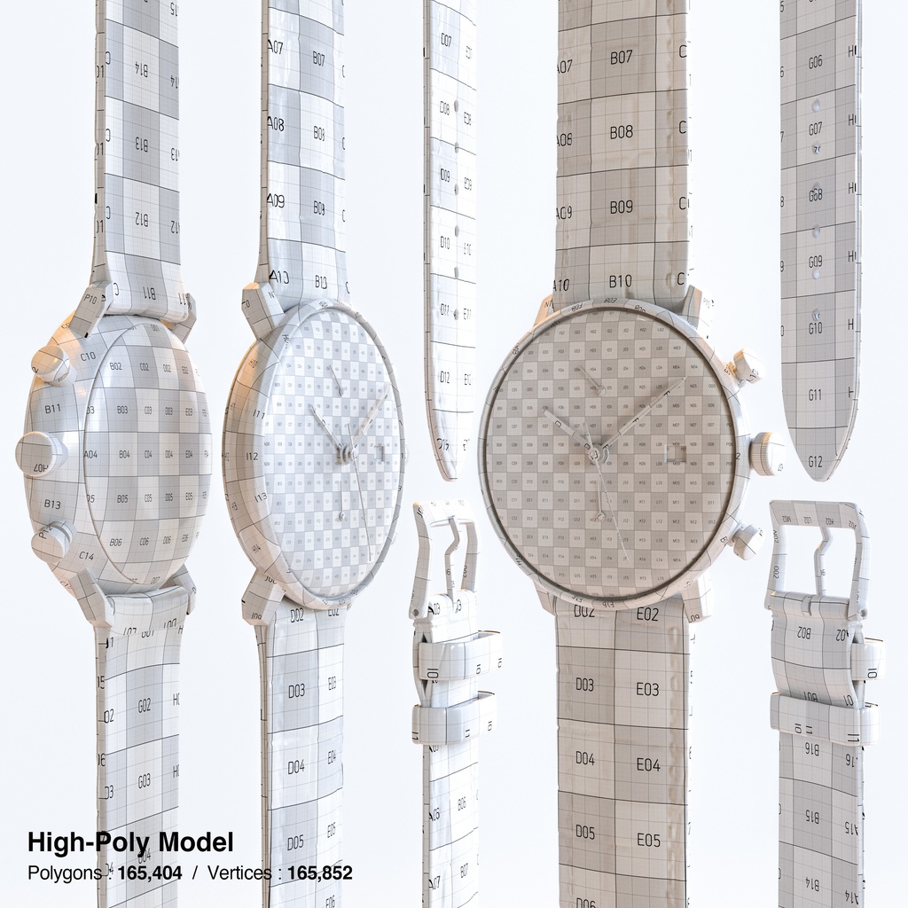 腕時計2 クロノスコープ - ブラック x ステンレスケース【3Dモデル】