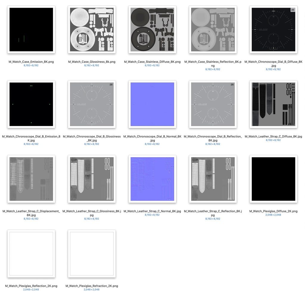 腕時計2 クロノスコープ - ブラック x ステンレスケース【3Dモデル】