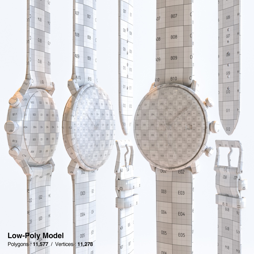 腕時計2 クロノスコープ - ブラック x ステンレスケース【3Dモデル】