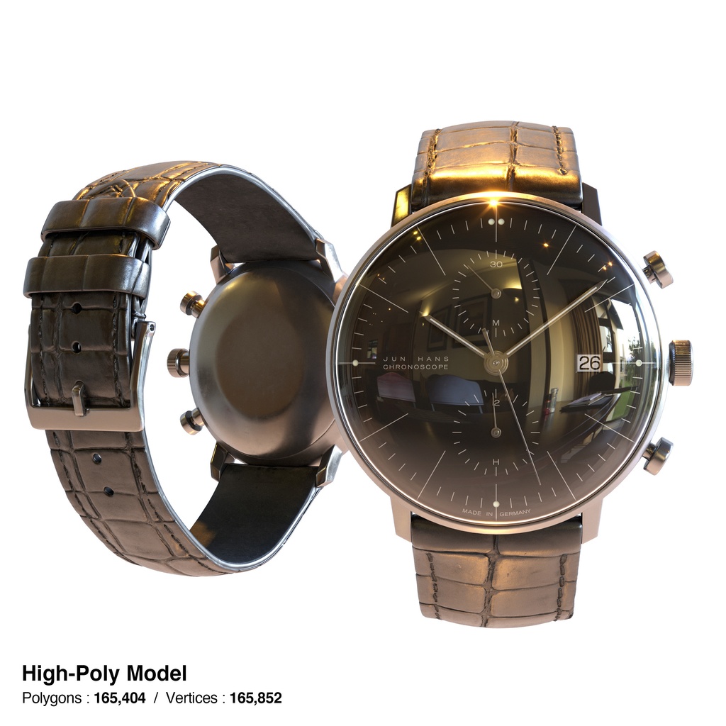 腕時計2 クロノスコープ - ブラック x ステンレスケース【3Dモデル】