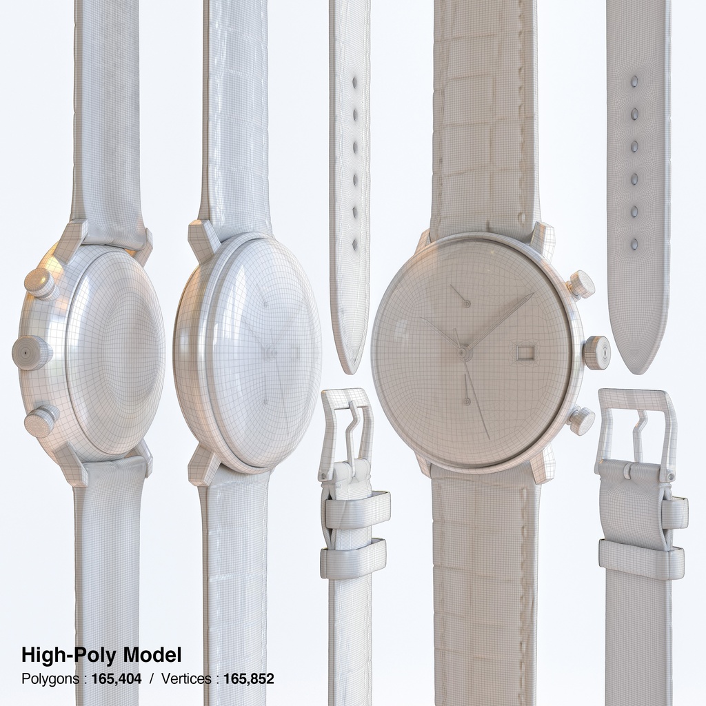 腕時計2 クロノスコープ - ブラック x ステンレスケース【3Dモデル】