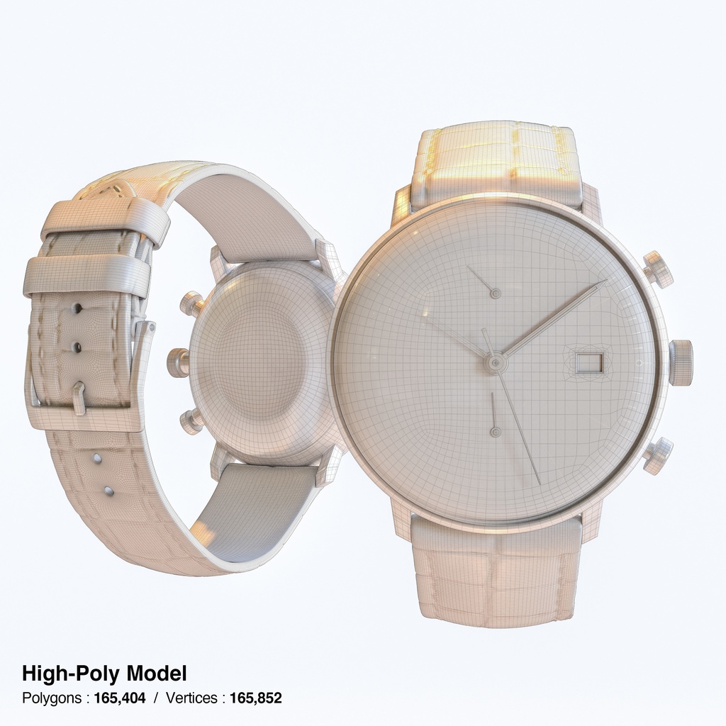 腕時計2 クロノスコープ - ブラック x ステンレスケース【3Dモデル】