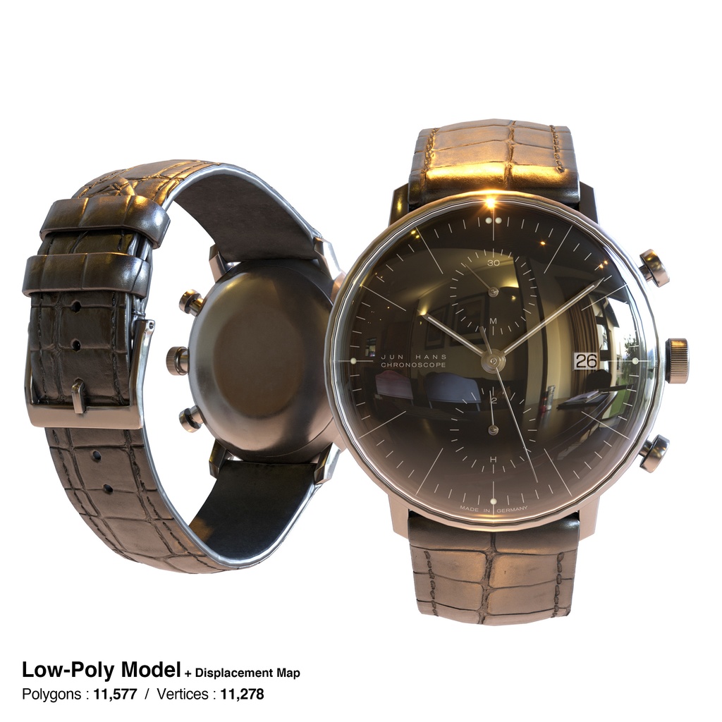 腕時計2 クロノスコープ - ブラック x ステンレスケース【3Dモデル】