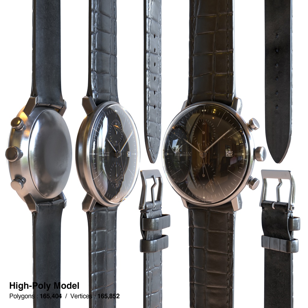 腕時計2 クロノスコープ - ブラック x ステンレスケース【3Dモデル】