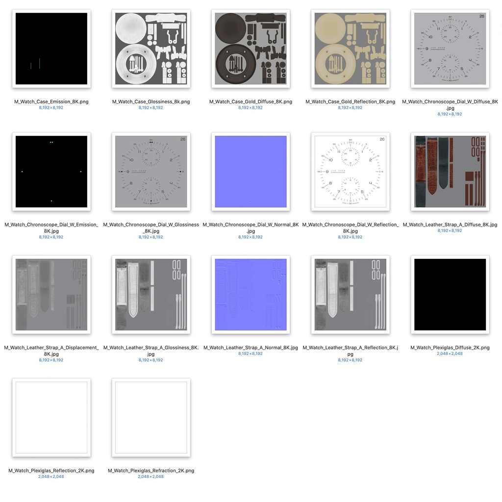 腕時計1 クロノスコープ - ホワイト x ゴールドケース【3Dモデル】