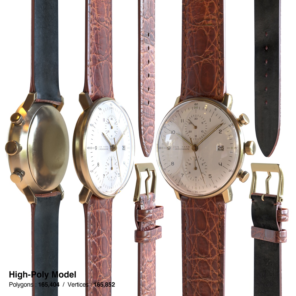 腕時計1 クロノスコープ - ホワイト x ゴールドケース【3Dモデル】