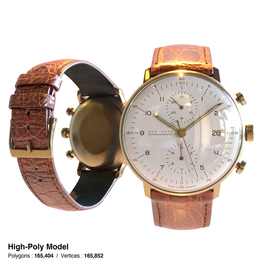 腕時計1 クロノスコープ - ホワイト x ゴールドケース【3Dモデル】