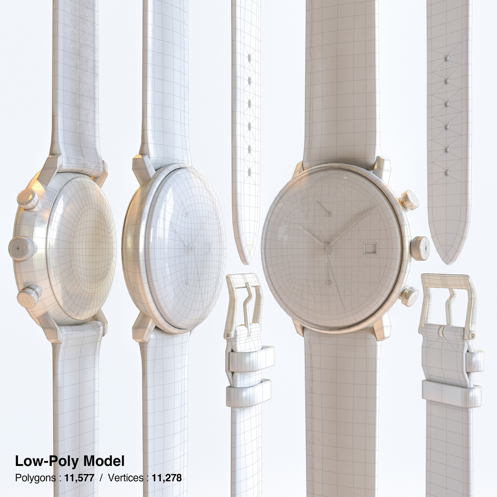 腕時計1 クロノスコープ - ホワイト x ゴールドケース【3Dモデル】