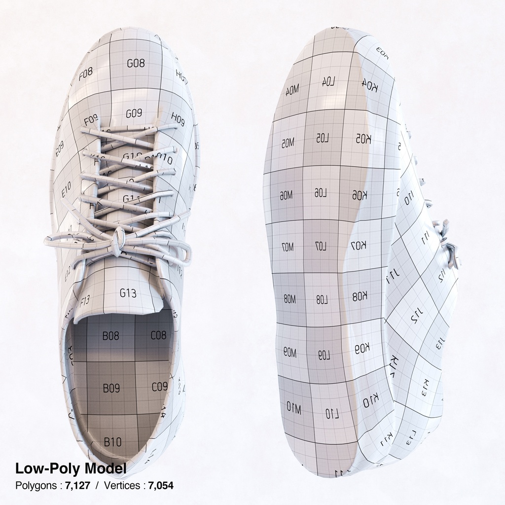 レザーコートスニーカー 【3Dモデル】