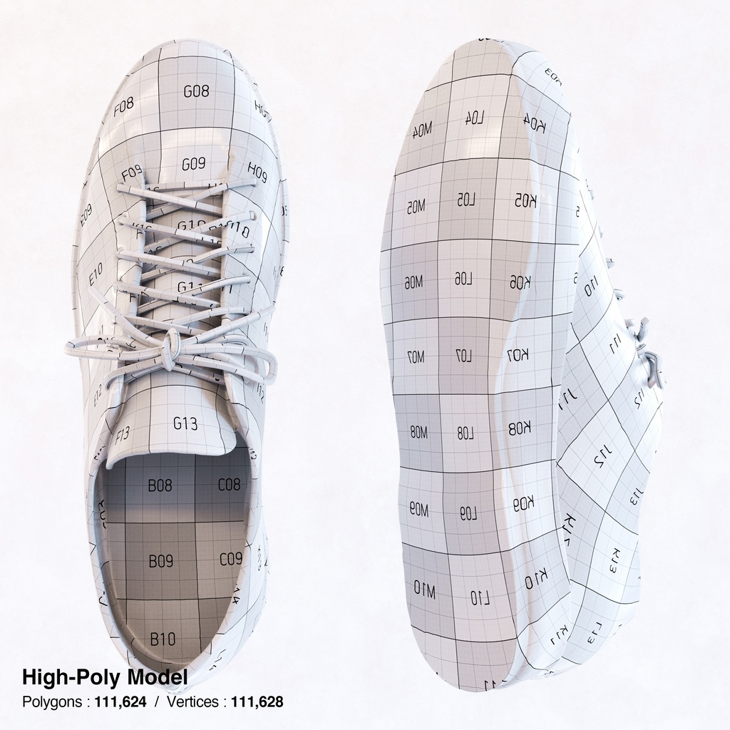 レザーコートスニーカー 【3Dモデル】