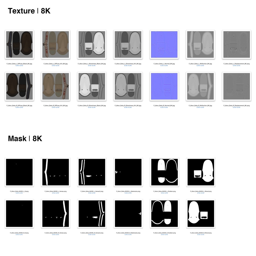 右近下駄セット(女性用) 【3Dモデル】