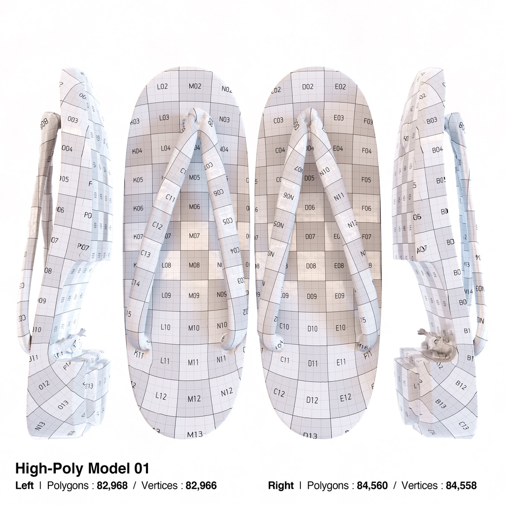 右近下駄セット(女性用) 【3Dモデル】