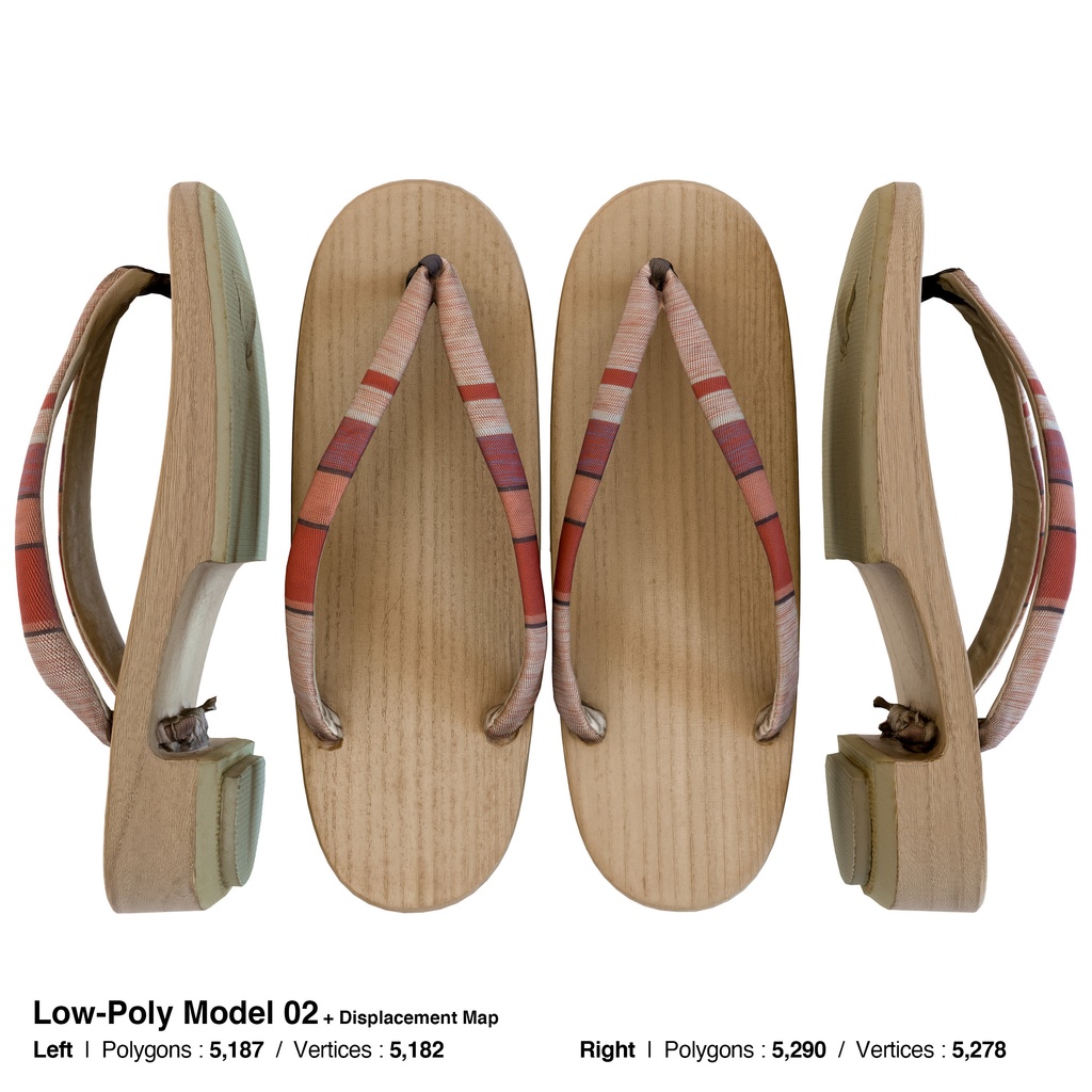 右近下駄セット(女性用) 【3Dモデル】