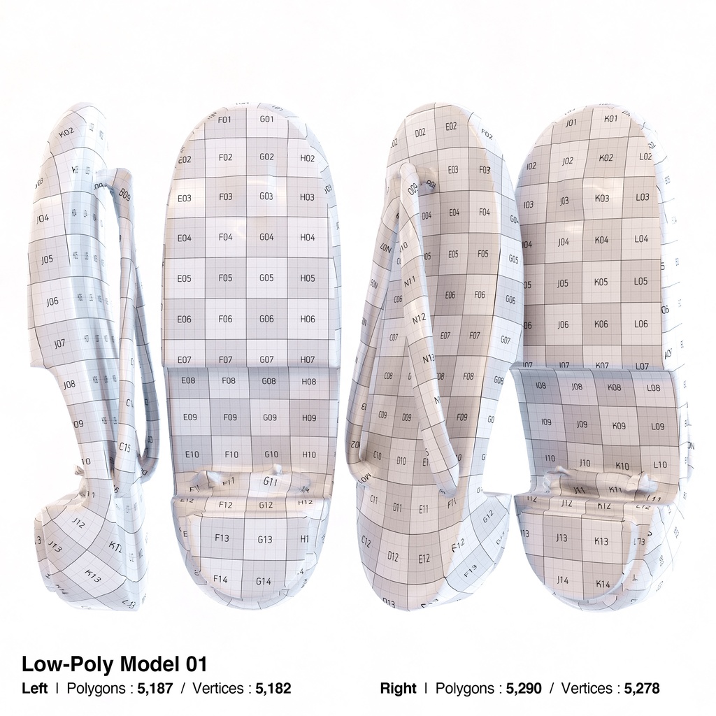 右近下駄セット(女性用) 【3Dモデル】