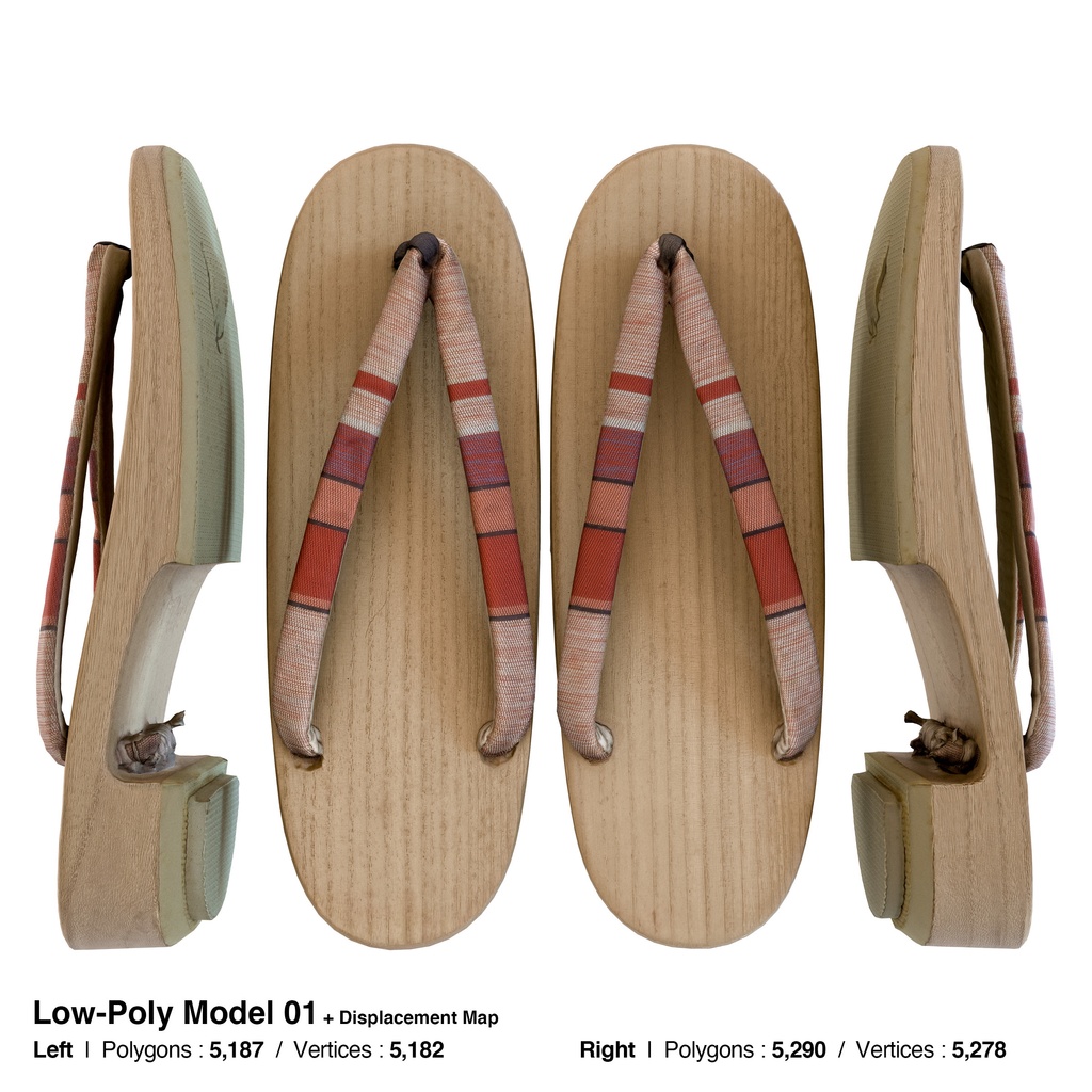 右近下駄セット(女性用) 【3Dモデル】