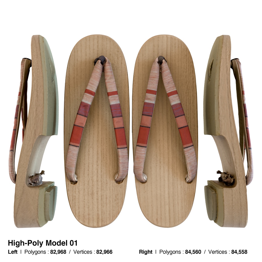 右近下駄セット(女性用) 【3Dモデル】