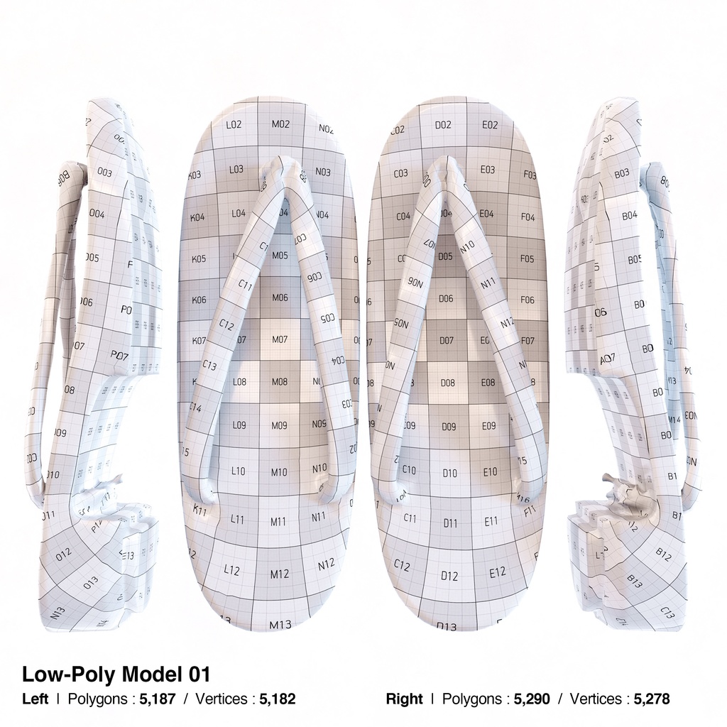 右近下駄セット(女性用) 【3Dモデル】