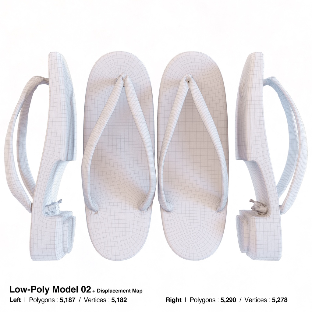 右近下駄セット(女性用) 【3Dモデル】