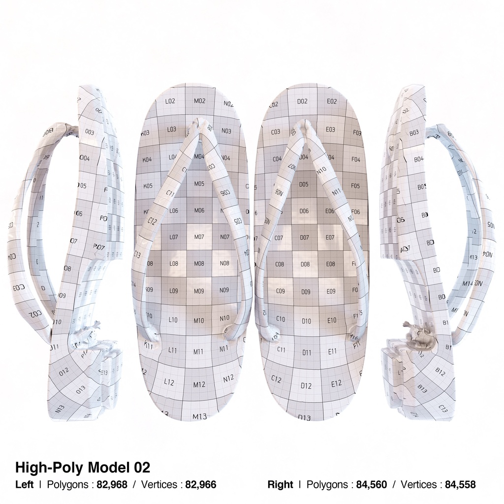 右近下駄セット(女性用) 【3Dモデル】