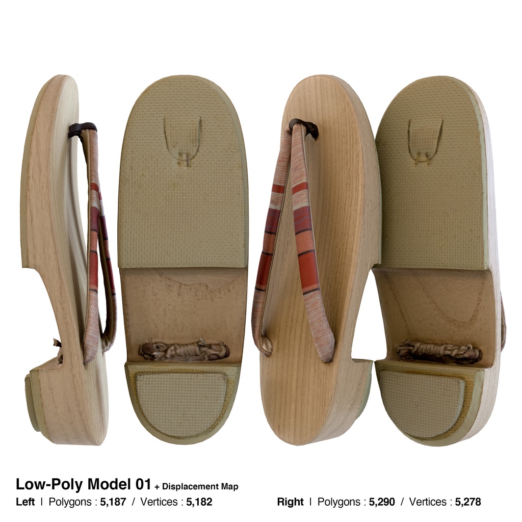 右近下駄セット(女性用) 【3Dモデル】