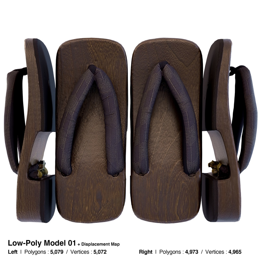 右近下駄セット(男性用) 【3Dモデル】