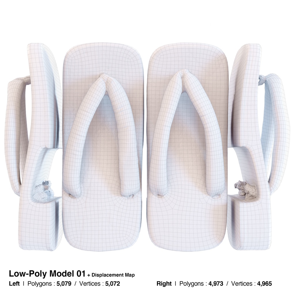 右近下駄セット(男性用) 【3Dモデル】