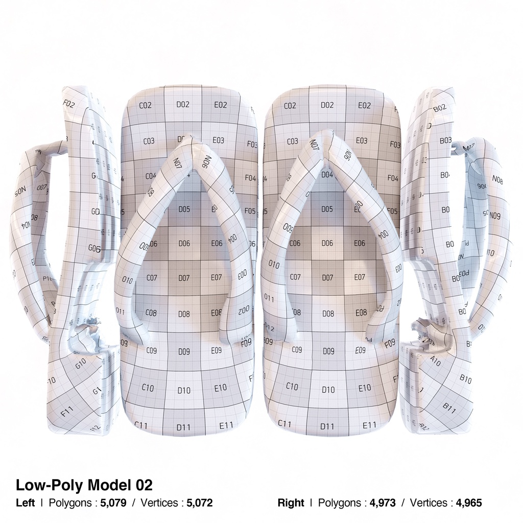 右近下駄セット(男性用) 【3Dモデル】