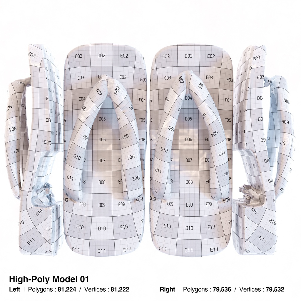 右近下駄セット(男性用) 【3Dモデル】